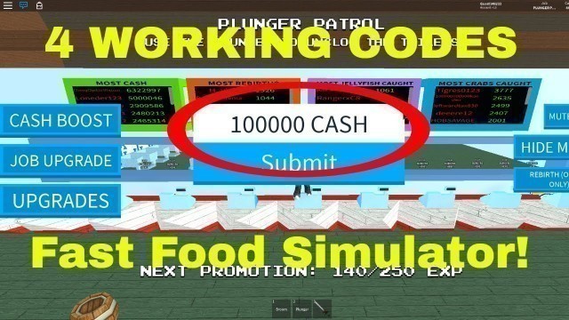 'Codes - Fast Food Simulator (3000 CASH)'