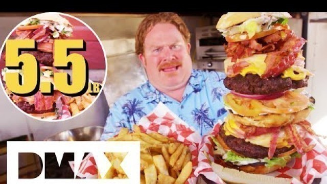 'Can Casey Beat A Beastly 5.5 Pound Burger & Fries Combo | Man V Food'