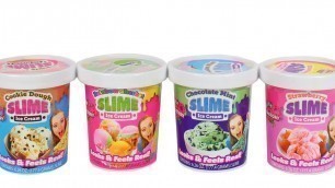 'Food Slime Cookie Dough, Rainbow Sherbet, Strawberry and Mint Chip Ice Cream Slime  Unboxing Review'