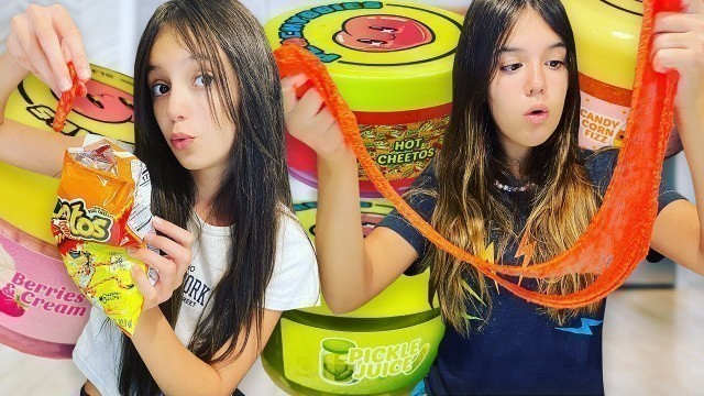 'REAL FOOD VS SLIME! *SO SATISFYING* | Emily and Evelyn'