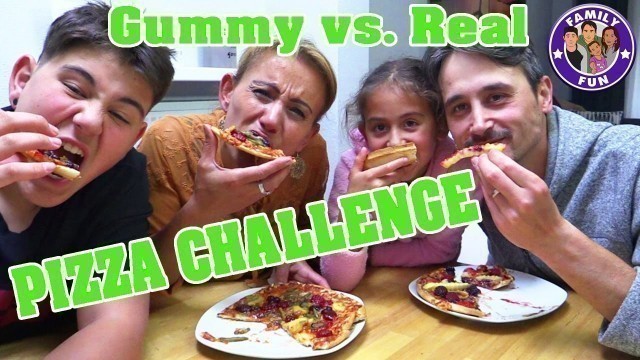 'PIZZA CHALLENGE GUMMY VS. REAL FOOD | FAMILY FUN'
