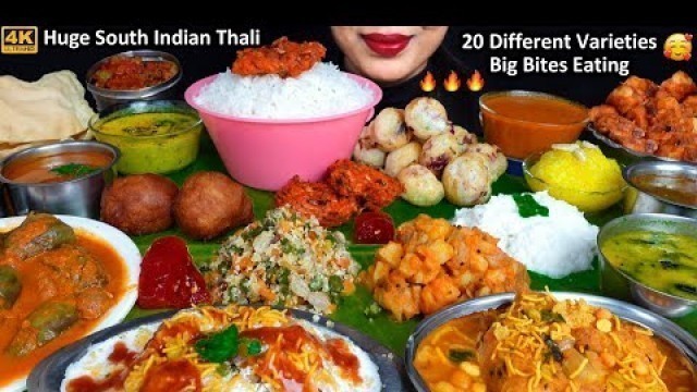 'Eating South Indian Thali Rice,Vada,Kheer,Sambar,Fried Veg Dish ASMR Eating Food Challenge Video'