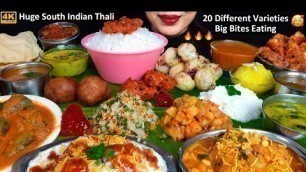 'Eating South Indian Thali Rice,Vada,Kheer,Sambar,Fried Veg Dish ASMR Eating Food Challenge Video'