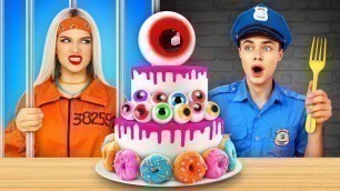 'Giant Jail Food VS Tiny Cop Food | Escaping from a Candy Jail! Eating Prison Food by RATATA'